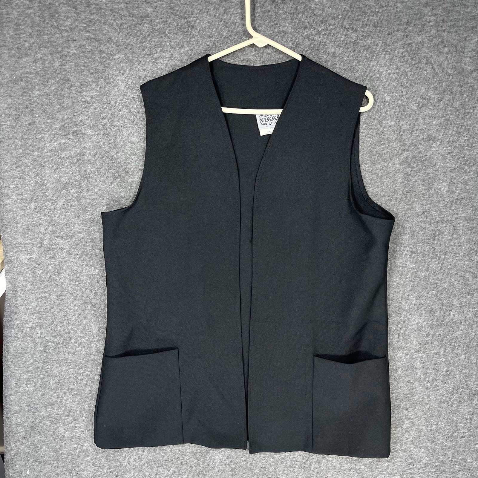 Vintage Nikki Oversized Vest Women's Plus Size 18 Black Pockets Usa Made Goth